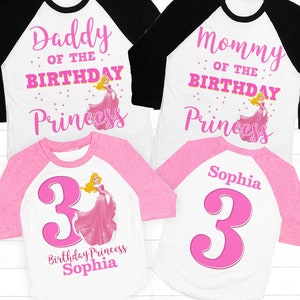 Sleeping Beauty Birthday Shirt, Aurora Birthday shirt, Princess Aurora Family Birthday shirt, Girls Pink Birthday shirt, raglan, custom