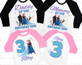 Frozen Birthday Shirt, Frozen Mommy shirt, elsa shirt, anna shirt, Frozen Matching Family Birthday shirts, Frozen girls shirt, Frozen Raglan