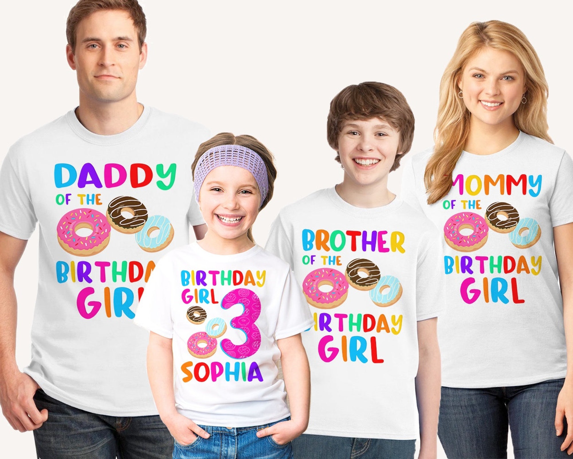 Donut birthday shirt, Girl donut matching family shirts, donut birthday girl, First birthday gift, Donut Shirt set, birthday white shirt