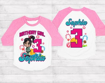 Vanellope von schweetz birthday shirt, wreck it ralph birthday shirt, wreck it ralph shirt, family wreck it ralph birthday shirts, raglan
