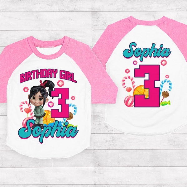 Vanellope von schweetz birthday shirt, wreck it ralph birthday shirt, wreck it ralph shirt, family wreck it ralph birthday shirts, raglan