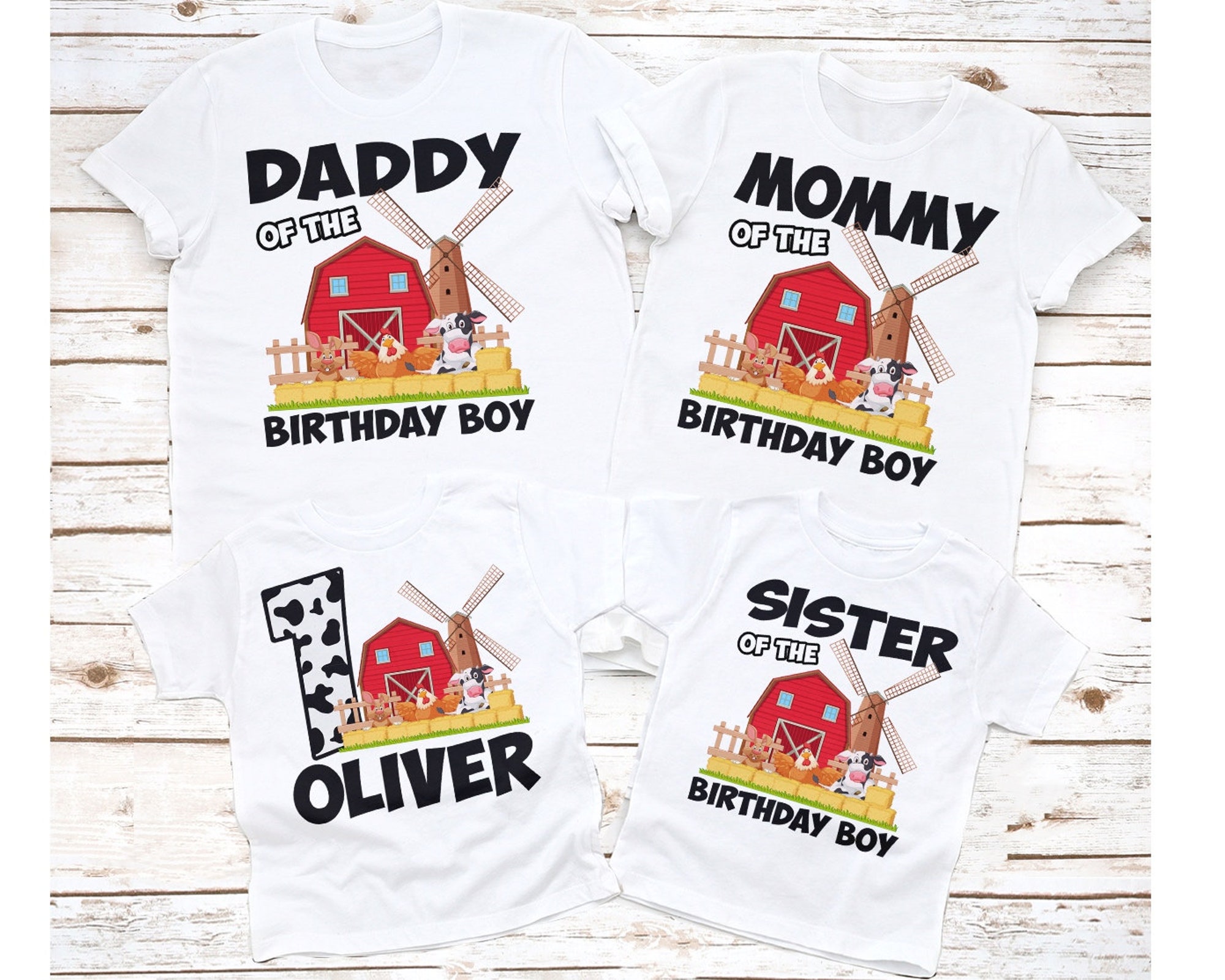 Farm birthday shirt, Barn animal shirts, Farm Birthday shirts, Country Birthday shirt, 1st 2nd 3rd birthday boy shirt, Cow Chicken White