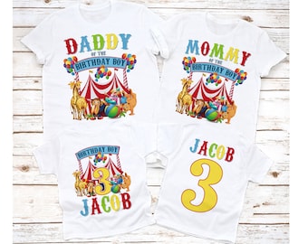 Circus Birthday Shirt, Personalized Circus Shirts, Circus Carnival Family birthday Shirts, Circus Party tee, Birthday Boy, white tee shirt