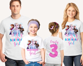 Frozen Birthday Shirt, Elsa Birthday shirt, Frozen Family Birthday shirt, Girls Pink Birthday white shirt,  Elsa Party Shirt, Princess shirt