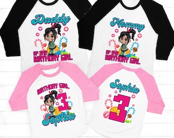 Vanellope von schweetz birthday shirt, wreck it ralph birthday shirt, wreck it ralph shirt, family wreck it ralph birthday shirts, raglan