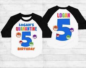 Quarantine birthday shirt, Funny Birthday shirt, Personalized Inside quarantine shirt, 1st birthday shirt, Virus birthday shirt, Raglan Tee