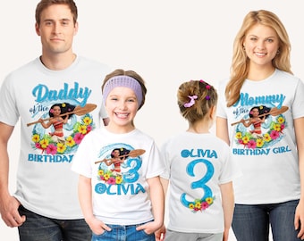 Moana Birthday Shirt, Moana Birthday shirt, Moana Family Birthday shirt, Girls Pink Birthday shirt, Moana white shirt, Princess Moana, Moana