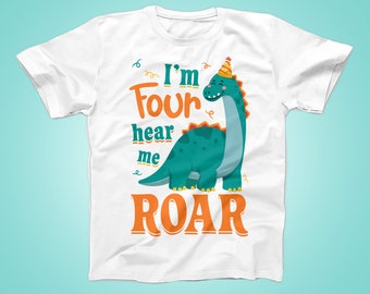 4th Dinosaur Birthday Shirts, Dinosaur Family Birthday Shirts, Four Roar dinosaur shirt, 4th birthday shirt, girl birthday, boy birthday,tee