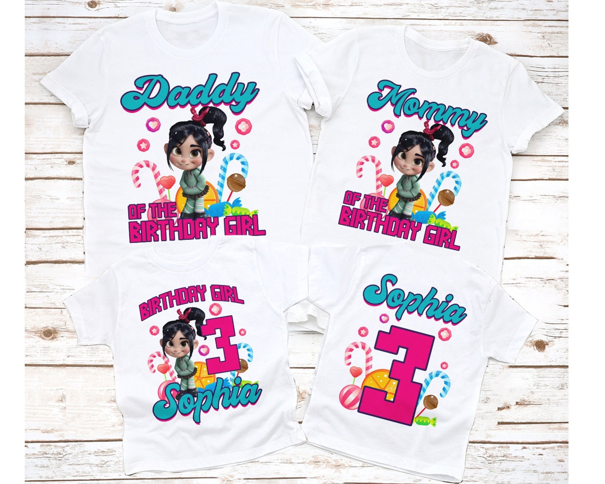 Vanellope von schweetz birthday shirt, wreck it ralph birthday shirt, wreck it ralph shirt, family wreck it ralph birthday shirts, white tee