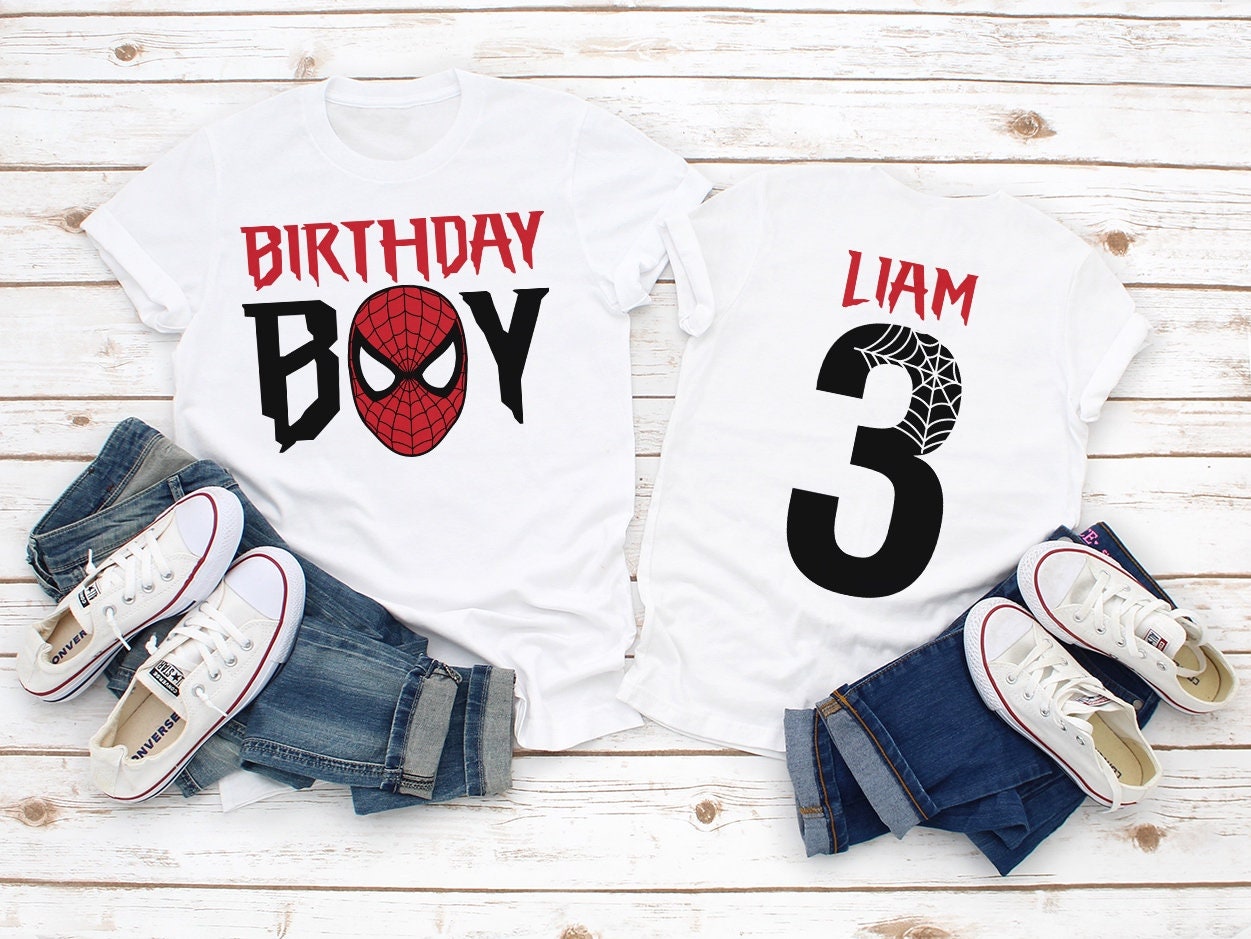 Spiderman birthday shirt spiderman family shirts superhero | Etsy