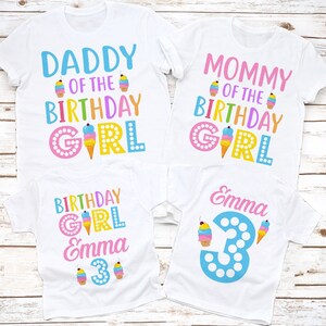 Ice cream birthday shirt, Ice cream family birthday shirt, Girl Ice cream birthday shirt, Ice cream party shirt, candy birthday, white tee