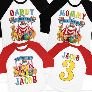 Circus Birthday Shirt, Personalized Circus Shirts, Circus Carnival Family birthday Shirts, Circus Party tee, Birthday Boy, raglan tee shirt