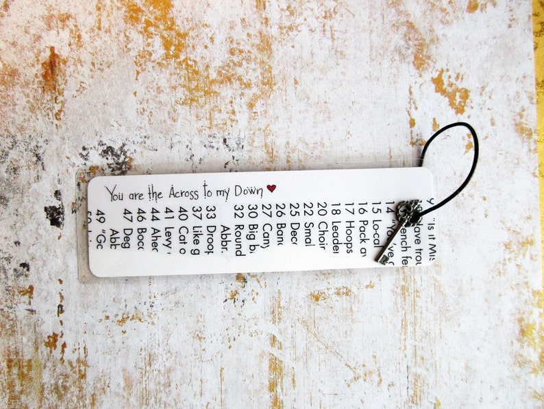 Crossword puzzle bookmarks, handmade gift, gift from student, black and white, secret santa, birthday, one of a kind gifts, paper and books "Across to my Down"