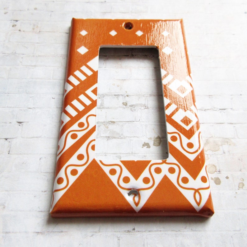 Terra Cotta colored lightswitch cover, handpainted switchplates, southwestern design switchplates, desert decor, one of a kind home decor image 2