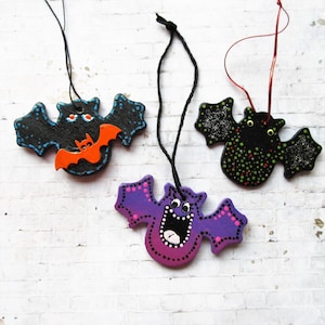 Halloween Dekorationen Set, Halloween Baum, handgemalte Fledermäuse, süße Fledermaus Ornamente, Herbst Geschenkideen, süße Fledermäuse