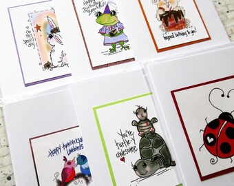 Assorted 6 pack of greeting cards, random birthday card assortment