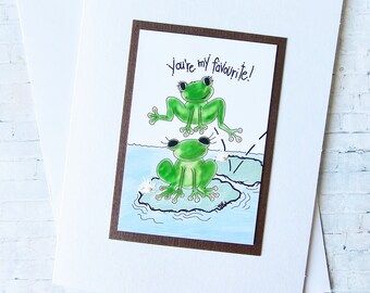 Whimsical Frog Art Card: Handmade Greeting Card for Friends