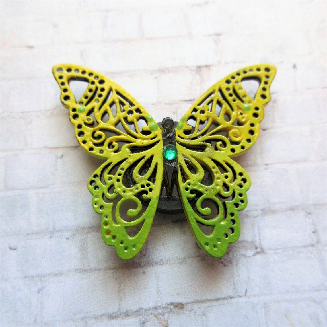 Set of 2 Handpainted butterfly yellow butterfly Etsy