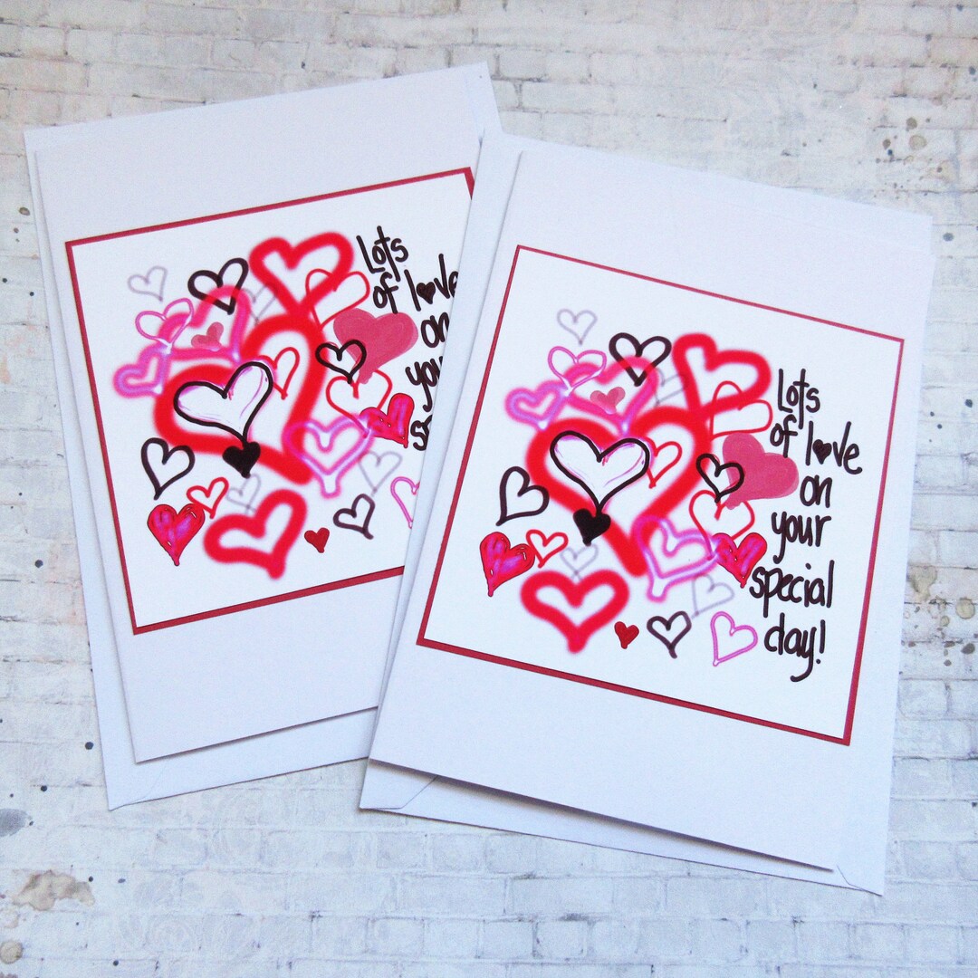 Beautiful Handmade Love Cards, Graffiti Heart Illustrated Card, Heart ...