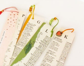 Personalized bookmarks, letter bookmarks, initial bookmarks, book page bookmarks, dictionary page savers, personalized gifts, teacher gifts