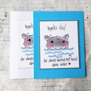 Cartes de fête des pères faites main, cartes de fête des pères illustrées fantaisistes, cartes d'hippopotame pour papa, cartes d'anniversaire de papa, cartes de dessin d'hippopotame
