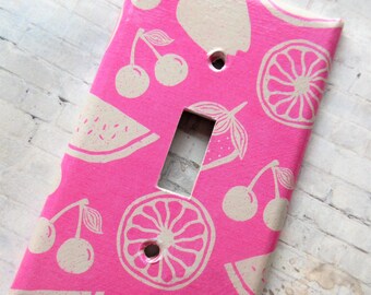 70s Fruit Lightswitch Cover: Retro Pink Kitchen Decor
