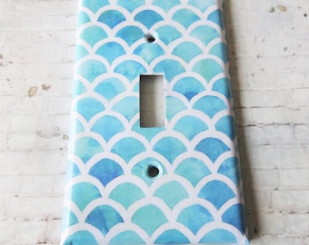 Handcrafted Mermaid Tail Light Switch Cover: Aqua Home Decor