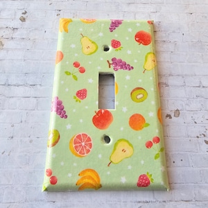 Fruit decor, lightswitch cover, fruit switchplate, fruity kitchen decor, food art, lighting, switchplates, kitchen ideas