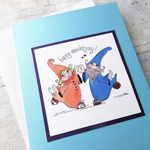 Carte d'anniversaire de nain, cartes de voeux artisanales, art mignon de nain, carte pour les amateurs de gnomes, carte vierge d'anniversaire, cartes d'art, carte fantaisiste