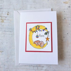 Cartes pour amoureux des chiens, cartes de Noël faites main, cartes de vœux, carte scène d'hiver, voeux de Noël, carte de sapin de Noël, Noël fantaisiste