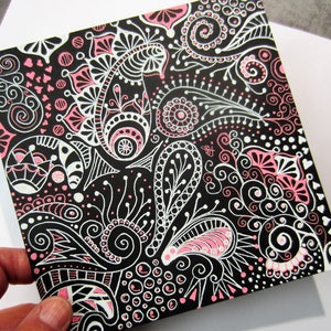 Sakura Zentangle Tiles, Original Square White, Art Therapy Doodle, 10  Sheets