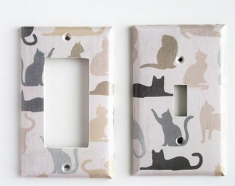 Cat decor lightswitch covers, cat stuff, cat items, Unique decor, switchplates,  decorated switchplate, animal home decor