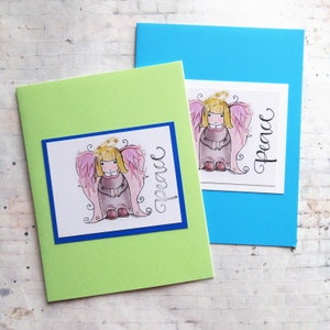 Cute angel christmas cards, angel cards, whimsical holiday cards, angel notecards, christmas stationery, cute angel art, art
