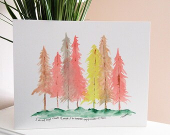 Watercolor Tree Painting: Colorful Nature Art, Hand-Drawn Decor (8x10)