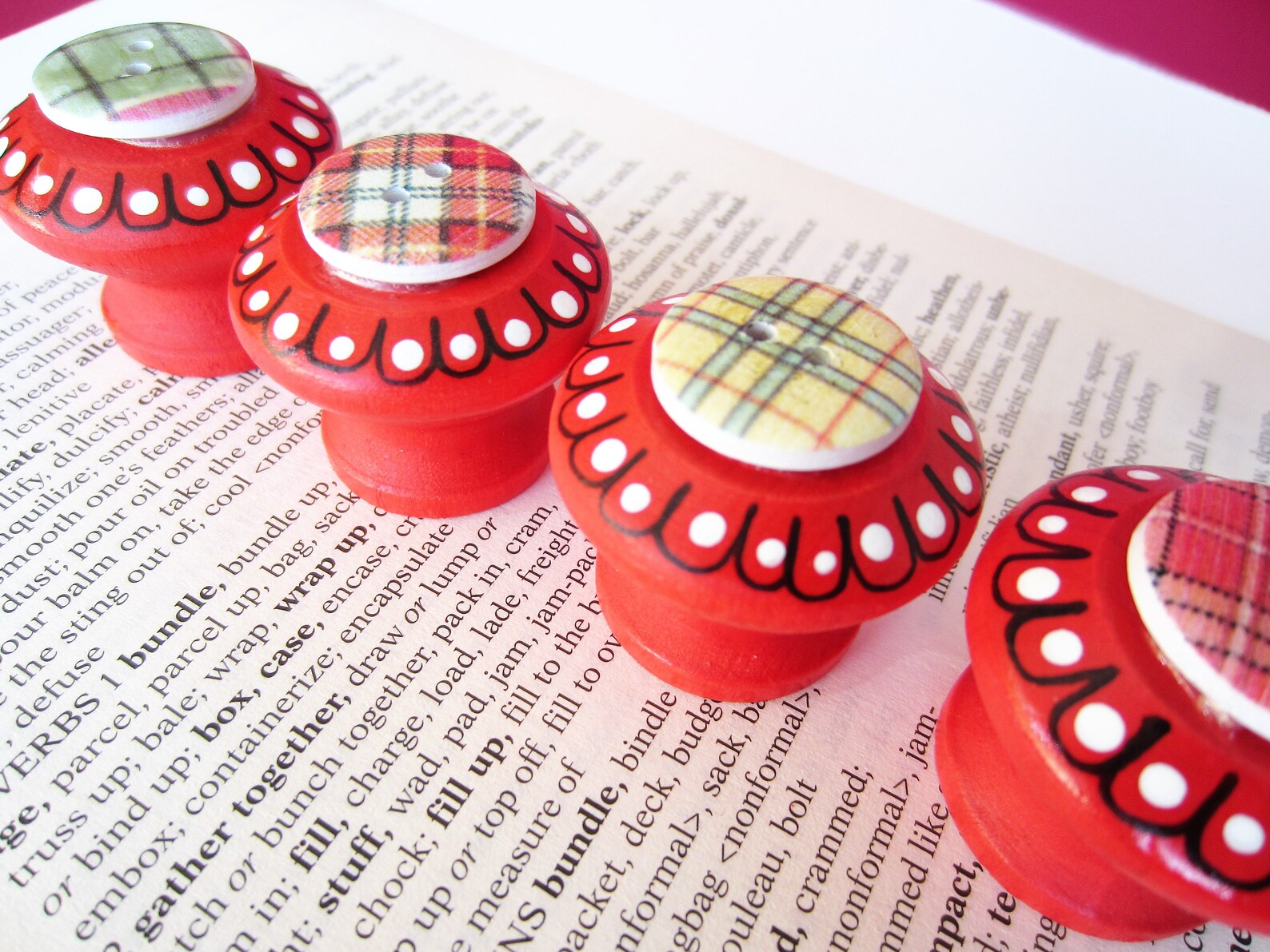 Funky knobs plaid decor drawer pulls plaid home Etsy