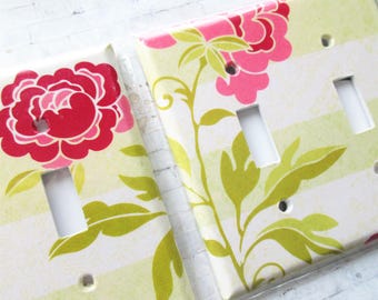 Elegant Floral Lightswitch Cover: Handcrafted Decoupage Toggle Plate