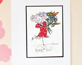 Thank you cards, blank cards, handmade greeting cards, mouse art, cute illustrated cards, mouse stationery, mouse gift wrap, thank you gifts