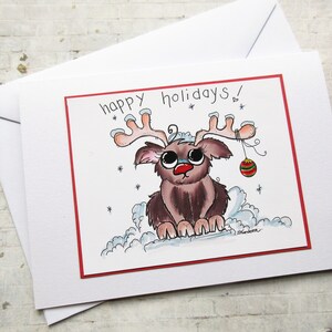 Jolie carte Rudolph, cartes de Noël faites main, cartes de vœux, emballage cadeau de Noël, voeux de Noël, cartes multi-pack, Noël fantaisiste