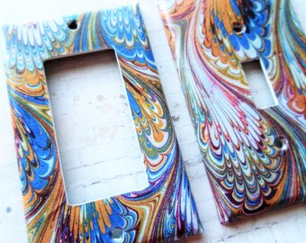 Abstract Swirl Lightswitch Cover: Handcrafted Colorful Wall Plate