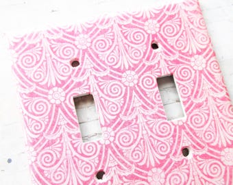 Pink damask style  Light Switch Cover: Handcrafted pink Home Decor