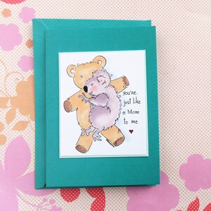 Cartes pour belle-mère, cartes de remerciement pour maman, cartes faites main, comme une mère pour moi, art du koala, illustrations de koala, jolies cartes, cartes vierges