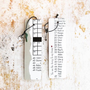 Crossword puzzle bookmarks, handmade gift, gift from student, black and white, secret santa, birthday, one of a kind gifts, paper and books image 1