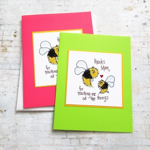 Cartes faites main pour la fête des mères et des pères, cartes illustrées pour la fête des pères, cartes bourdon pour maman, cartes d'anniversaire pour papa, cartes à dessin abeille
