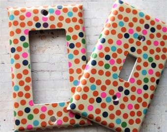 Polka Dot Light Switch Cover: Handcrafted Colorful Home Decor