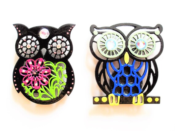 Teacher Gifts Black Owl Magnets Black Fridge Magnets Owl Etsy