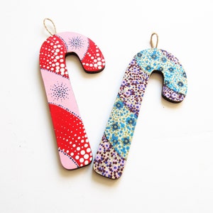 Handpainted Candy Cane Ornament: Unique Christmas Decor