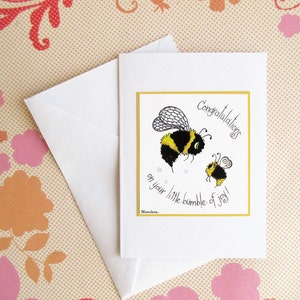 Cartes de bourdon, art d'abeille, illustration d'abeille, nouvelles cartes de bébé, paquet de joie, cartes de félicitations, voeux mignons
