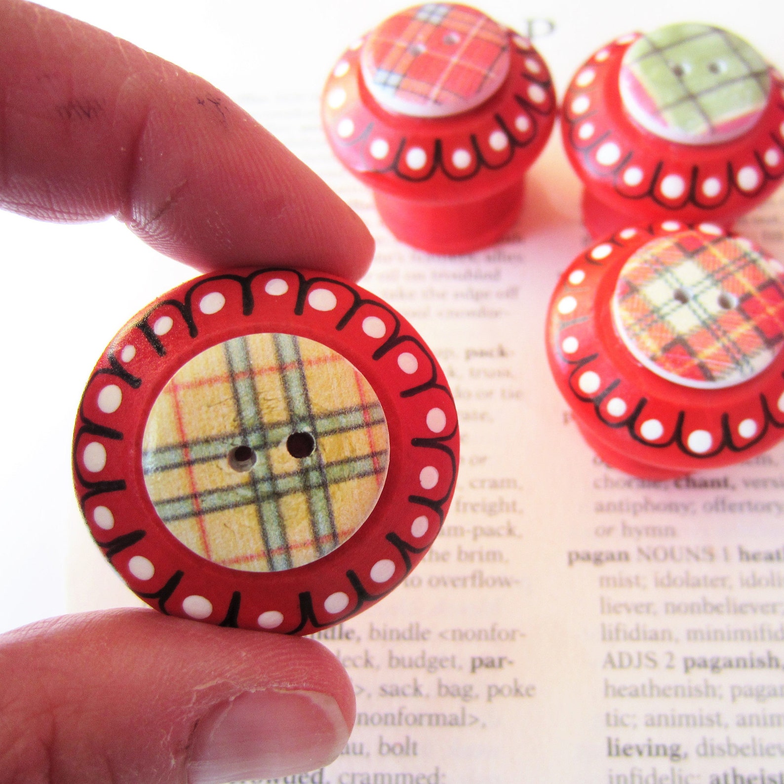 Funky knobs plaid decor drawer pulls plaid home Etsy