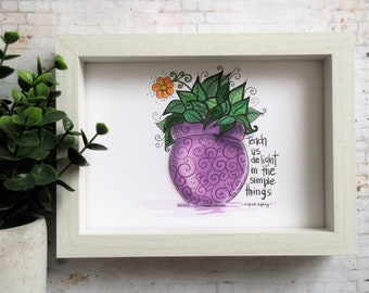 Colourful plant art print, 5x7 art print, plant decor, wall decor, cute art, plant illustration, leaf drawings, art prints, plant quotes