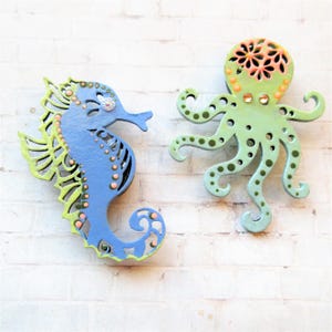 Sea creature magnets, sea animals, seahorse, octopus magnet, ocean magnet, animal magnets, ocean decor, ocean themed magnets, home decor